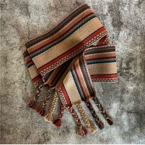 Christian Dior Rare 1980s “Ceintures” Hand Loomed Belt Sepia Stripe | OS